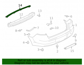 Upper center rear bumper mount for Mitsubishi Lancer 10-17