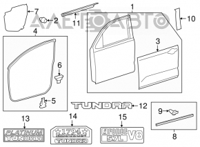 Front right door seal for Toyota Sequoia 08-16