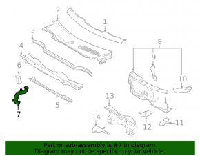 Windscreen wiper drain pipe Infiniti QX30 17-19