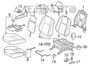 Lexus CT200h 14-17 passenger seat back upholstery, beige leather