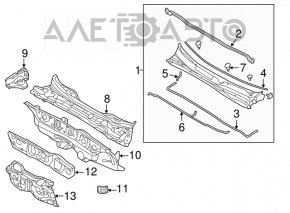 Windscreen wiper grille plastic Hyundai Azera 12-17