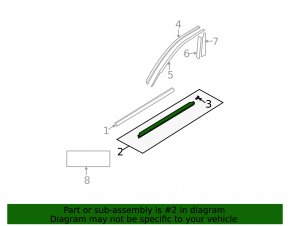 Door-glass molding, central front left, Mazda6 09-08, chrome
