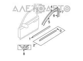 Door-glass molding, central front left, Mazda6 09-08, chrome