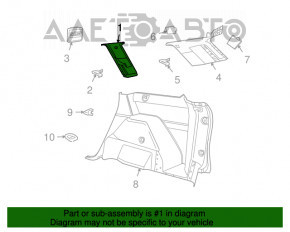 Rear pillar trim front window left Dodge Journey 11- under 3 rows of seats, gray