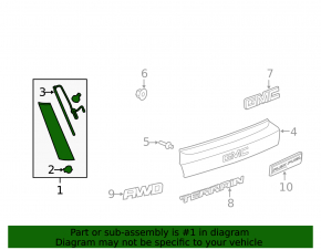 Right Trunk Door Trim GMC Terrain 10-17
