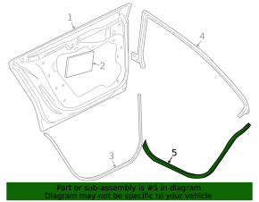 Rear left door seal for VW CC 08-17