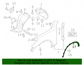 Front right fender arch trim for Infiniti QX50 2014-2017