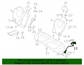 Subaru Forester 14-18 SJ rear seat back adjustment mechanism, right, mechanical, with cable