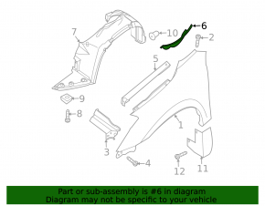 Right hood-wing seal for Nissan Altima 07-12 rear