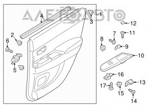 Door trim card rear left Mitsubishi Outlander Sport ASX 13-17 black cloth