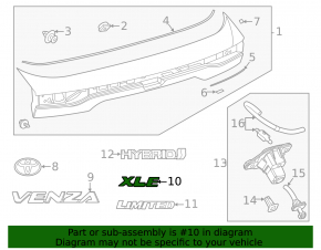 Emblem inscription "XLE" trunk door Toyota Venza 21-24
