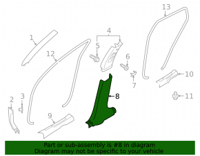 Infiniti QX50 19-20 lower left center pillar trim, black