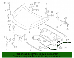 Hood release cable rear Hyundai Tucson 16-21