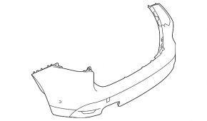 Bare rear bumper with lip for Jaguar F-Pace X761 17-19 with 1 dual exhaust without parking sensors and Park Assist, Sport
