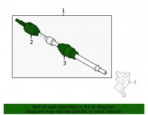 Nissan Altima 13-18 front right drive axle shaft with bracket