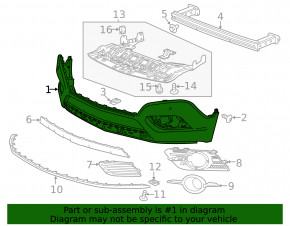 Bare lower front bumper Buick Encore 13-16 for parking sensors