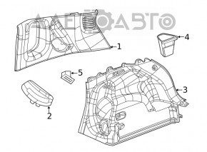 Jeep Compass 17-26 black lower right arch trim with a pocket, worn