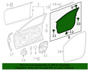 Front right door seal for Lexus ES 19-25