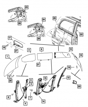 Windshield Dodge Grand Caravan 11-17 for sensor