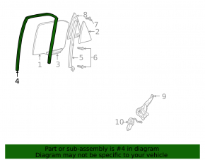 Rear left windshield seal for Toyota Camry v30 2.4