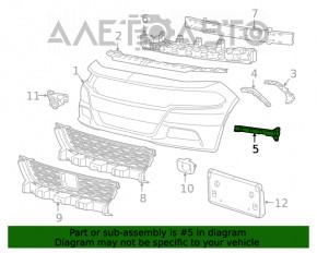 Front bumper mount, left lower, Dodge Charger 15-23 rest.