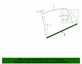 Door-glass molding, center rear right, Honda Accord 18-22 matte