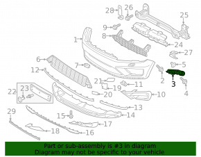 Front bumper mount, upper right, VW Touareg 15-17