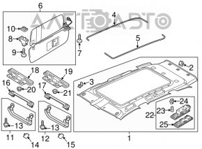 VW Touareg 11-14 roof lining for panoramic, gray