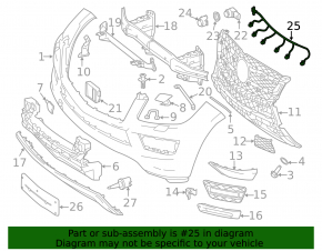 Wiring of the front bumper Mercedes GLS-class X166 13-16 for parking sensors