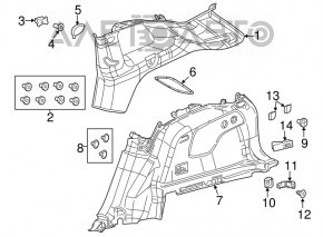 Left arch trim Jeep Cherokee KL 14-14 black