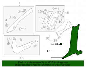 Center pillar trim lower left Buick Encore 17-19 black