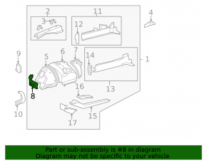 Front fender apron bracket left Lexus LS460 LS600h 07-17