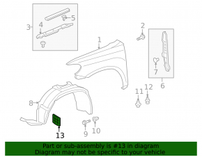 Mudguard liner front left Toyota Highlander 08-13