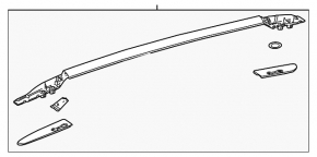 Right longitudinal roof rail with linings for Toyota Rav4 17-18 silver