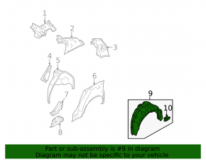Rear right fender liner for Infiniti G25 G35 G37 4d 06-15