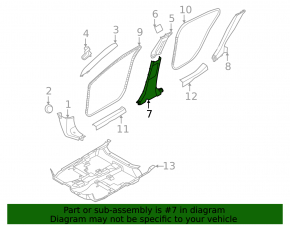 Center pillar trim lower left Nissan Sentra 20-24 black