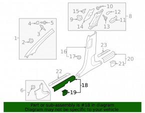 Door sill trim inner front right Hyundai Tucson 16-21 black, scratches