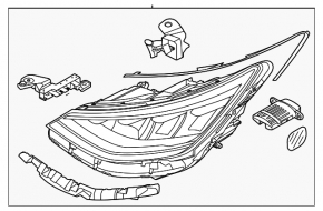 Front right headlight complete Hyundai Sonata 20-23 LED