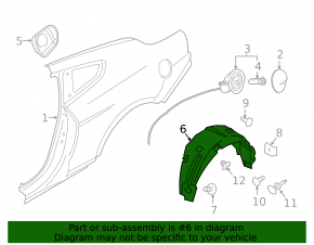 Rear right mudguard Ford Mustang mk6 15-23 tears