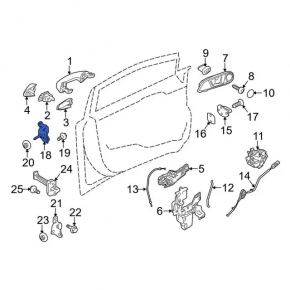 Upper front left door hinge Ford Fiesta 11-19