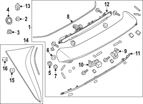Right tailgate spoiler for Mazda CX-90 2020-2021