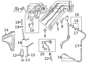 Windscreen wiper trapezoid with motor rear Audi Q7 16-19