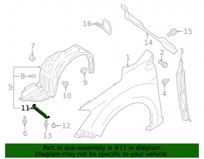 Front left mudguard liner for Subaru Crosstrek 18-23