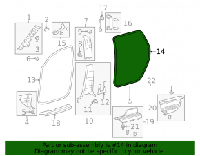 Rear left door seal for Toyota Sequoia 2008-2016