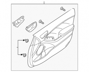 Door trim card front left Kia Forte 4d 17-17 rest black, worn