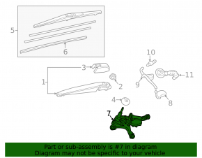 Windscreen wiper trapezoid with motor rear Lexus NX200t NX300 NX300h 15-21