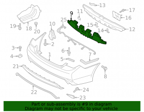 Rear Bumper Absorber Hyundai Sonata 11-15 hybrid, broken mount