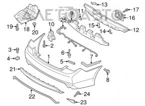 Rear Bumper Absorber Hyundai Sonata 11-15 hybrid, broken mount