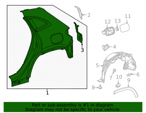 Mercedes H247 GLA 20-26 rear right quarter wing, red