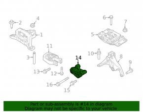 Left engine mount Ford Focus mk3 15-18 rest 1.0T, torn silent block